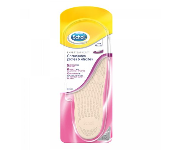 ExpertSupport Semelles de confort chaussures plates et étroites taille 35,5- 40,5 Scholl - 1 paire de semelles