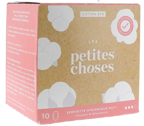 Serviette Hygiénique Nuit Bio Les Petites Choses - boîte de 10 serviettes