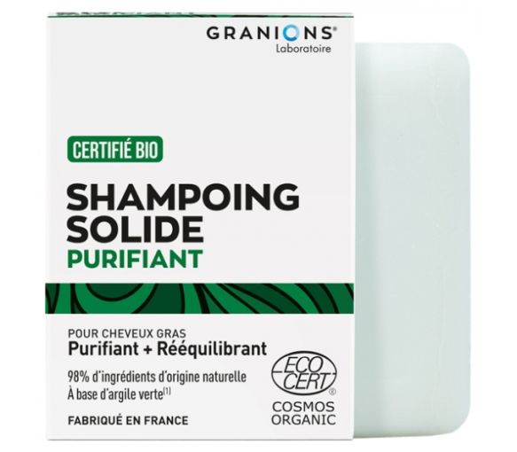 Shampoing solide purifiant bio Granions - pain de 80 g