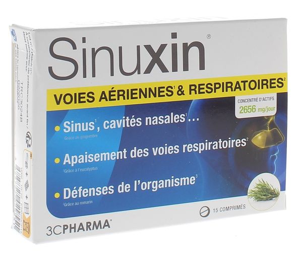 Sinuxin voies aériennes & respiratoires 3C Pharma - boite de 15 comprimés