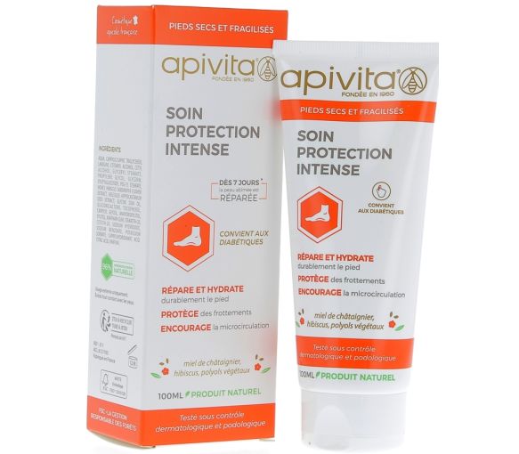 Soin protection intense pieds secs et fragilisés Apivita - Tube de 100 ml