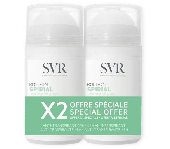 Spirial Déodorant anti-transpirant 48h SVR - lot de 2 roll-on de 50 ml