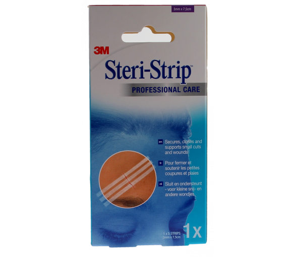 Steri-Strip Sutures cutanées adhésives 3M - boîte de 5 bandelettes de 3mm x 7,5cm - image 1