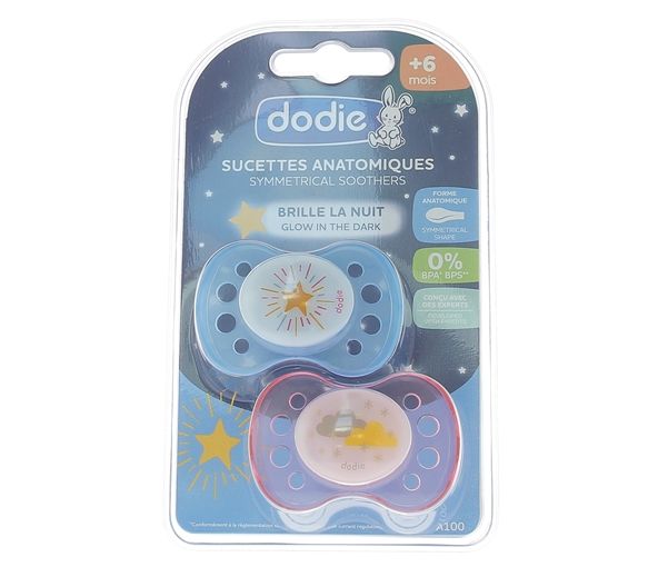 Sucettes anatomiques +6 mois spéciales nuit Dodie - lot de 2 sucettes - image 1