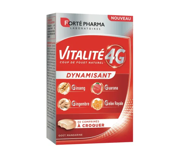 Vitalité 4G Dynamisant Forté Pharma - boite de 30 comprimés à croquer