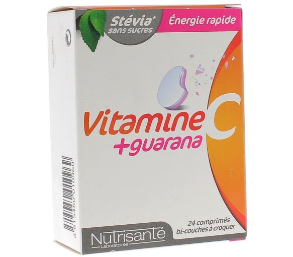 Vitamine C + Guarana Booster Nutrisanté - Boite de 24 comprimés à croquer
