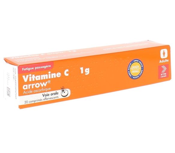 Vitamine C sans sucre goût orange 1g Arrow - 20 comprimés effervescents
