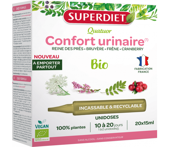 Quatuor Confort urinaire bio Superdiet - boîte de 20 unidoses de 15ml - image 1