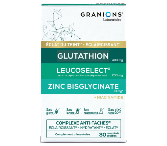 glutathion pour éclaircir Complexe anti-taches éclat du teint Granions gluten free magnesium