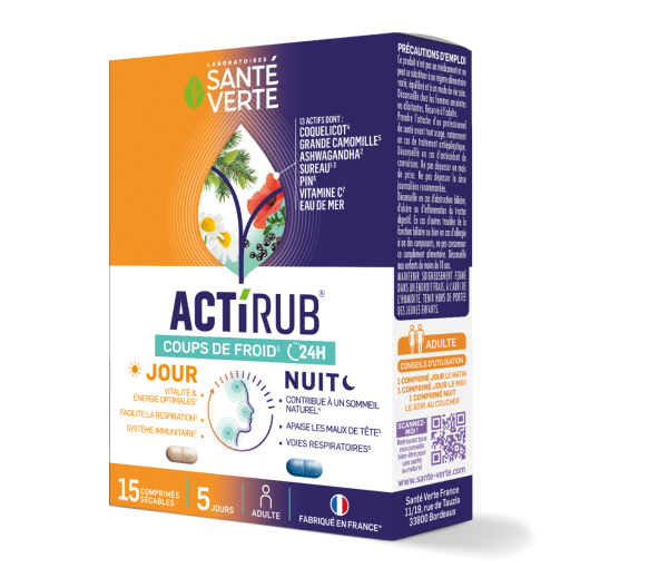 Actirub coups de froid 24h Santé verte - boite de 15 comprimés sécables - image 1