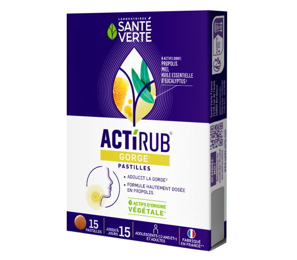Actirub gorge Santé verte - boite de 15 pastilles