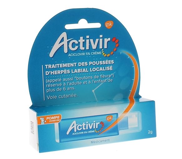 Activir 5% crème - flacon pompe doseuse de 2g