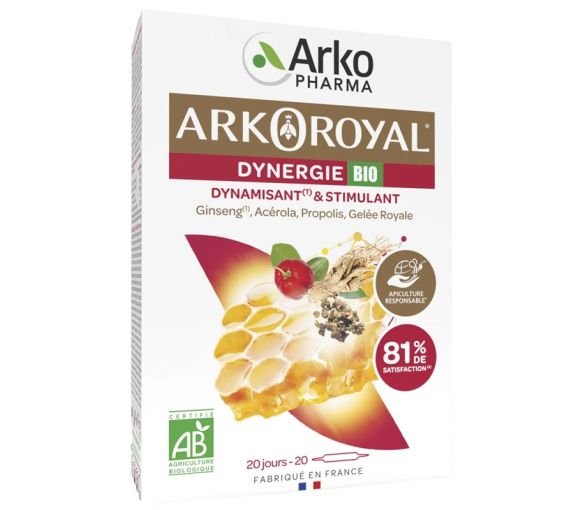 Arkoroyal Dynergie bio dynamisant & stimulant Arkopharma - boite de 20 ampoules - image 1