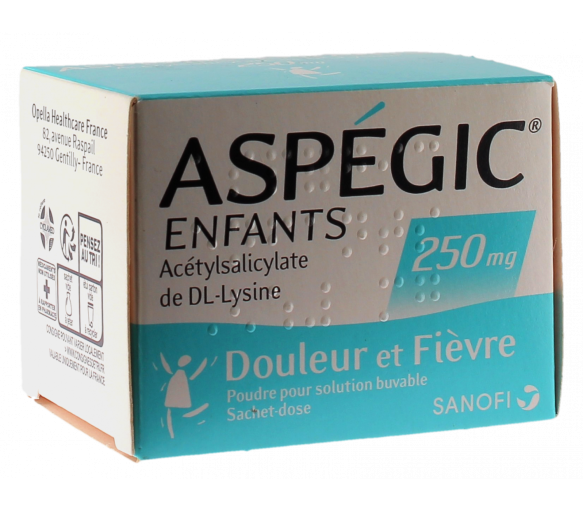 Aspegic Enfants 250mg poudre pour solution buvable en sachet-dose - boîte de 20 sachets - image 1