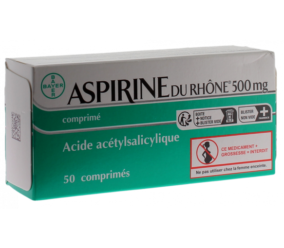 Aspirine du rhone 500mg comprimés - boîte de 50 comprimés - image 1