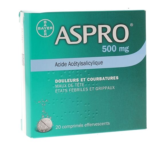 Aspro 500 effervescent comprimé effervescent - boîte de 20 comprimés