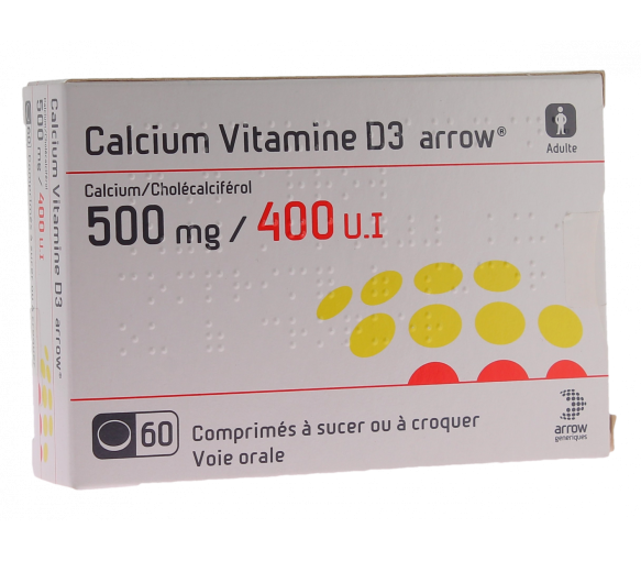 Calcium vitamines D3 TEVA 500mg comprimés à sucer ou à croquer - boîte de 60 comprimés - image 1
