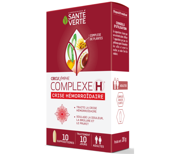 Circulymphe complexe H crise hémorroïdaire Santé verte - boite de 10 suppositoires - image 1