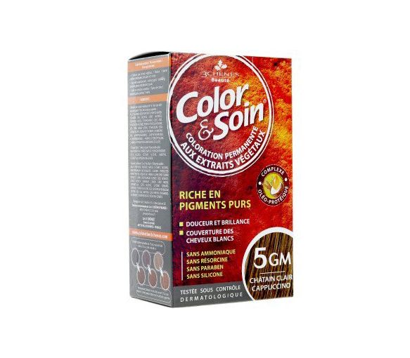 Color & soin coloration permanente châtain clair cappuccino 5GM Les 3 chênes - 1 kit