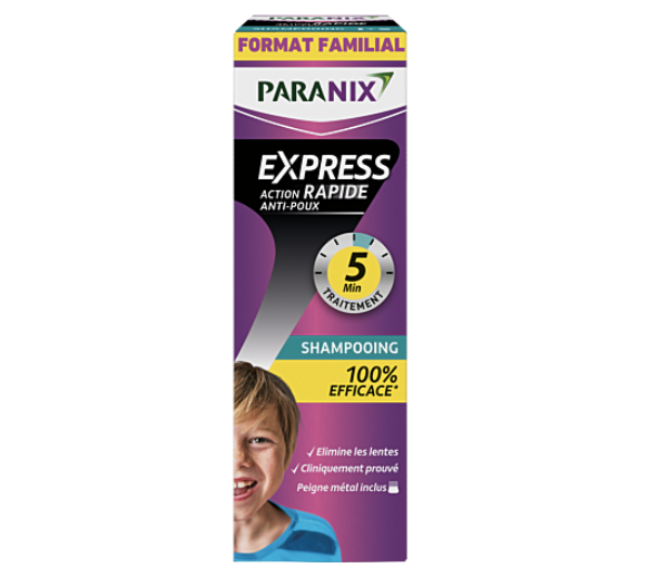 Shampooing express action rapide anti-poux Paranix - flacon de 300ml + peigne