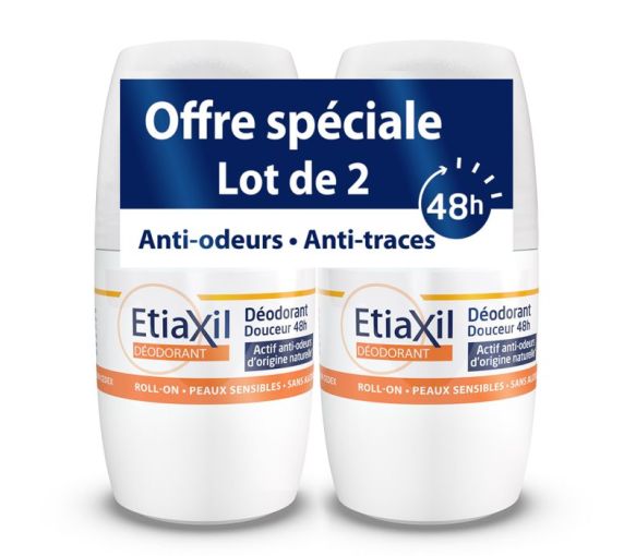 Déodorant douceur sans aluminium Etiaxil - lot de 2 roll-on de 50 ml