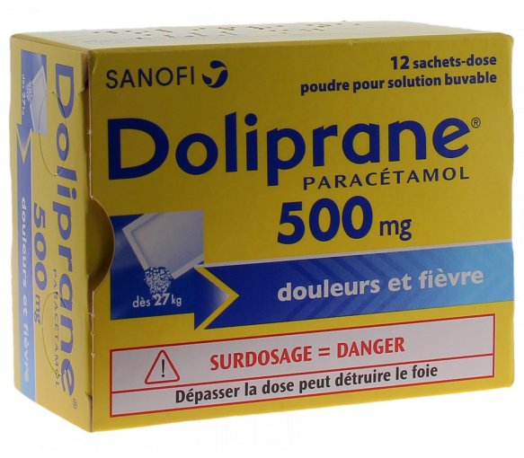 Doliprane 500mg poudre pour suspension buvable en sachet-dose - boîte de 12 sachets - image 1
