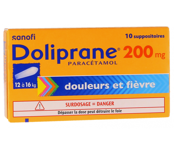 Doliprane 200mg suppositoire sécable - boîte de 10 suppositoires - image 1