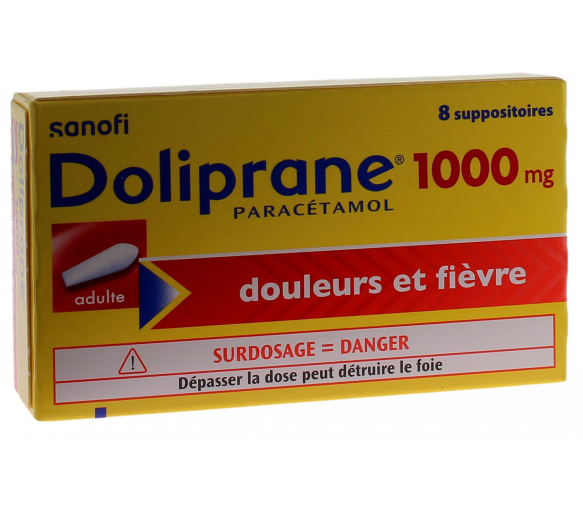 Doliprane 1000mg suppositoire - boîte de 8 suppositoires - image 1