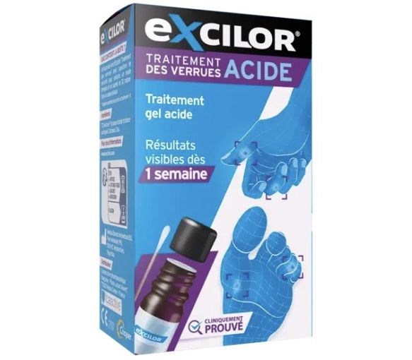 Traitement des verrues gel acide mains et pieds Excilor - flacon de 4ml - image 1