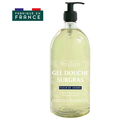 Gel douche surgras jasmin Beauterra - flacon-pompe de 1L