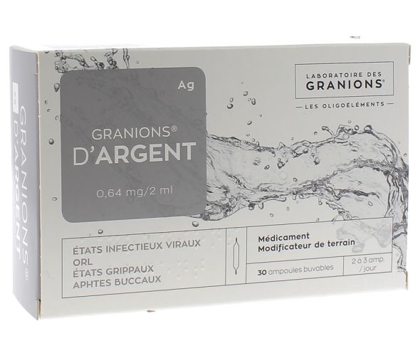 Granions d'argent 0,64mg - Boîte de 30 ampoules de 2ml