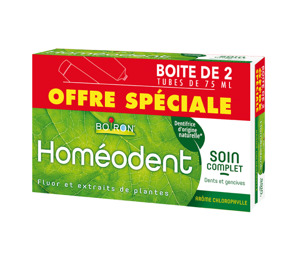 Dentifrice soin complet dents et gencives arôme chlorophylle Homéodent Boiron - lot de 2 x 75 ml