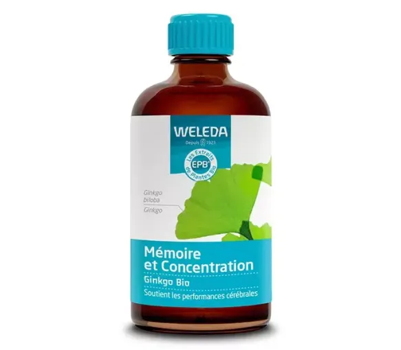 Mémoire et Concentration Extrait de plantes bio Ginkgo Weleda - flacon de 100 ml