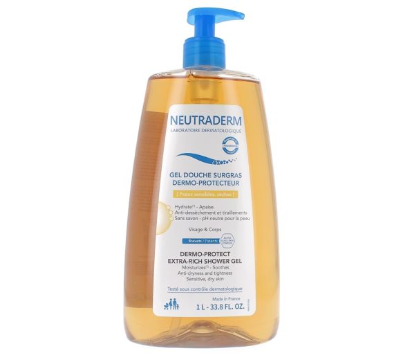 Gel douche surgras dermo-protecteur Neutraderm - flacon pompe de 1L