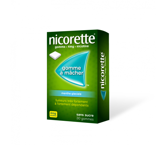 Nicorette 4mg menthe glaciale sans sucre gomme à mâcher - boite de 30 gommes