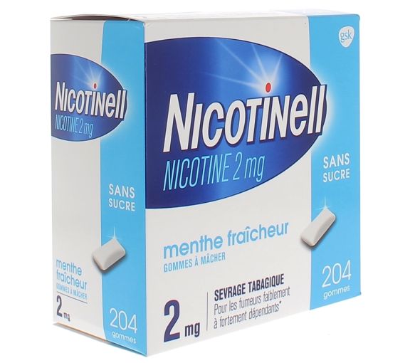 Nicotinell menthe fraicheur 2mg sans sucre gomme à mâcher - boite de 204 gommes