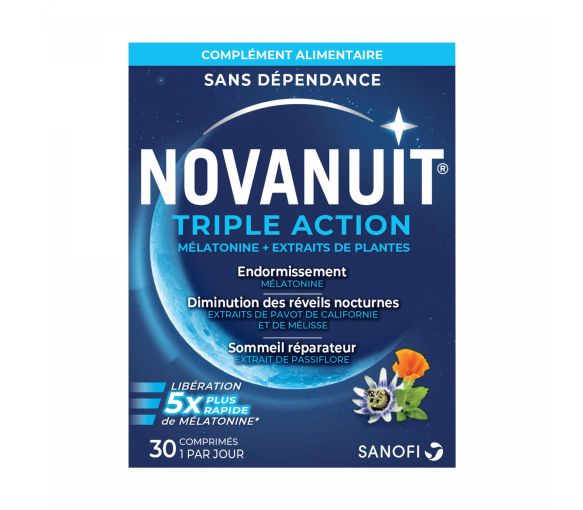 Novanuit triple action Sanofi - boîte de 30 comprimés