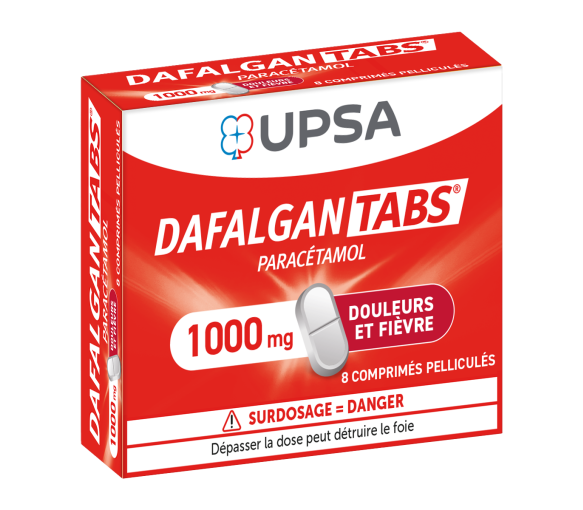 Dafalgan Tabs 1000 mg Upsa - boite de 8 comprimés pelliculés