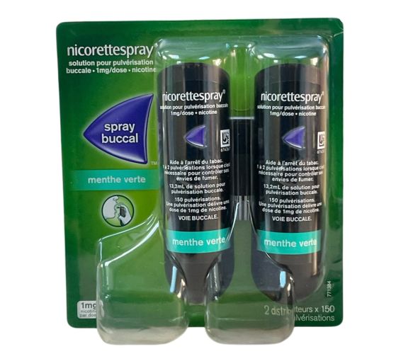 Nicorettespray 1 mg spray buccal menthe verte - 2 sprays de 150 pulvérisations - image 1
