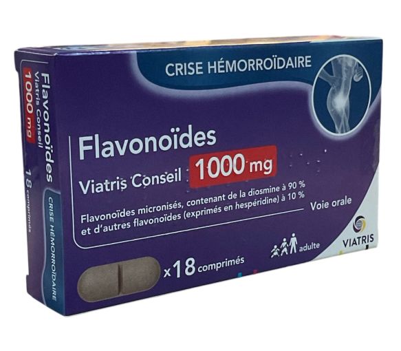 Flavonoïdes 1000mg crise hémorroïdaire Viatris - boite de 18 comprimés - image 1