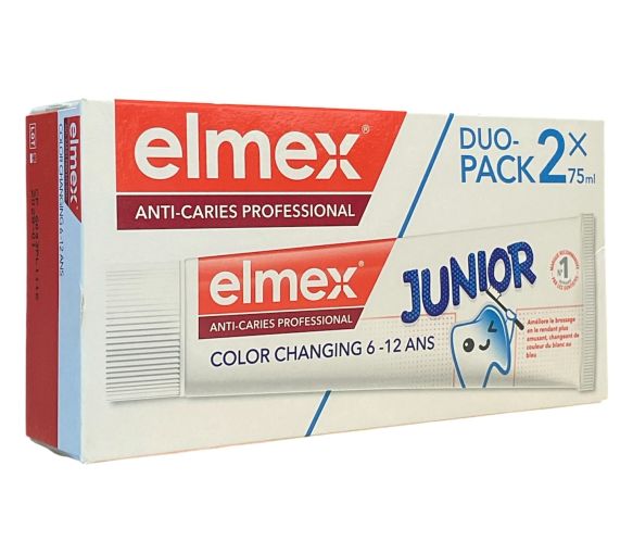 Anti-caries professional junior 6/12 ans color changing dentifrice Elmex - lot de 2 tubes de 75ml - image 1