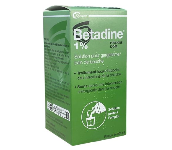Betadine 1% solution pour gargarisme/bain de bouche Cooper - flacon de 200ml - image 1