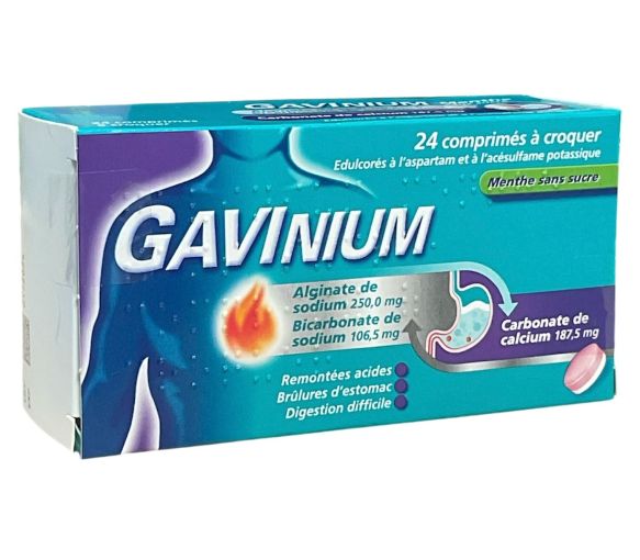 Gavinium carbonate de calcium - boite de 24 comprimés à croquer - image 1