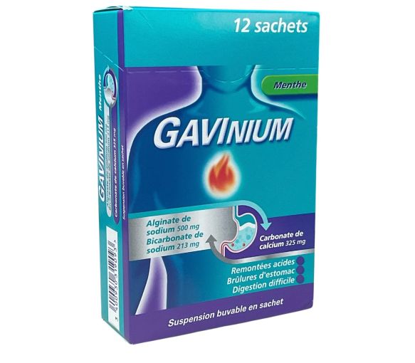 Gavinium carbonate de calcium menthe - boite de 12 sachets
