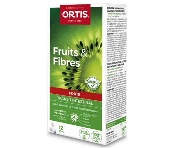 Fruits et fibres transit intestinal Ortis - boite de 12 sticks
