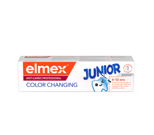 Anti-caries professional junior 6/12 ans color changing dentifrice Elmex - tube de 75ml