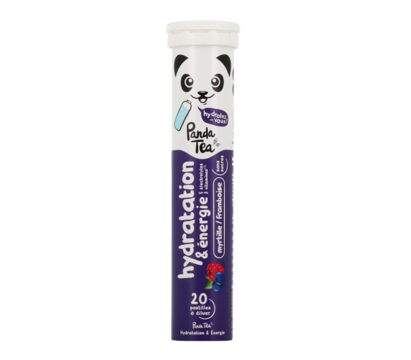 Pastilles hydratation et énergie goût myrtille framboise Panda Tea - 20 pastilles effervescentes