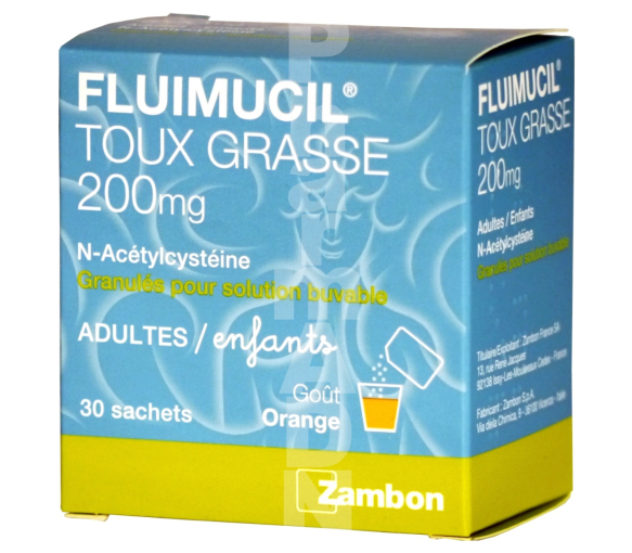 Fluimucil 200mg granulé pour solution buvable - boîte de 30 sachets