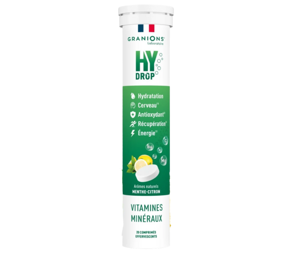 Hydrop solution d'hydratation menthe citron Granions - tube de 20 comprimés effervescents - image 1