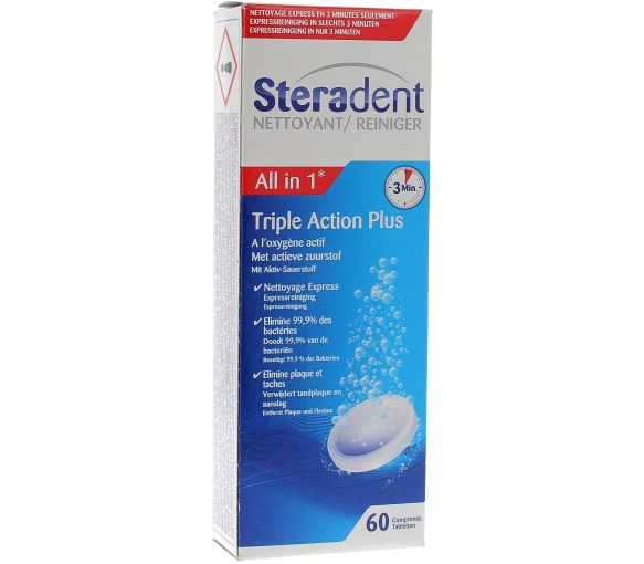 Steradent triple action plus comprimés nettoyants Stéradent - 60 comprimés